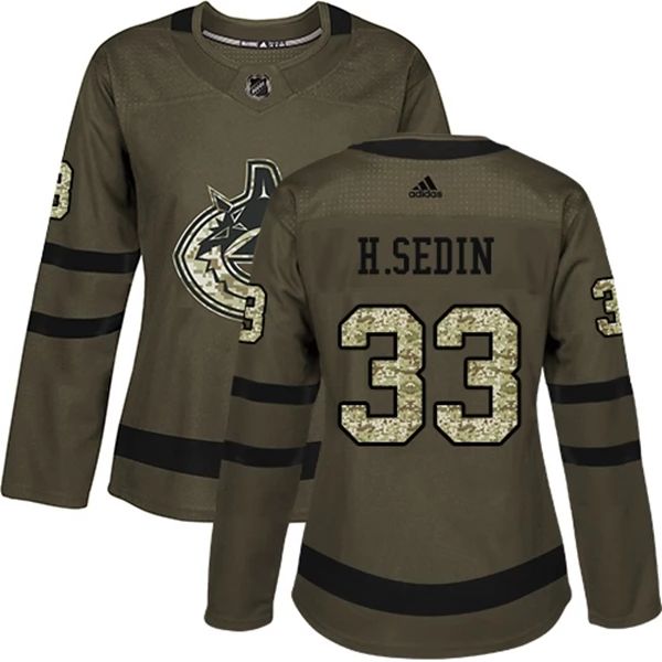 Damen Vancouver Canucks Trikot Henrik Sedin 33 Camo Grün Authentic